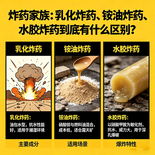 治多炸药家族：乳化炸药、铵油炸药、水胶炸药到底有什么区别？